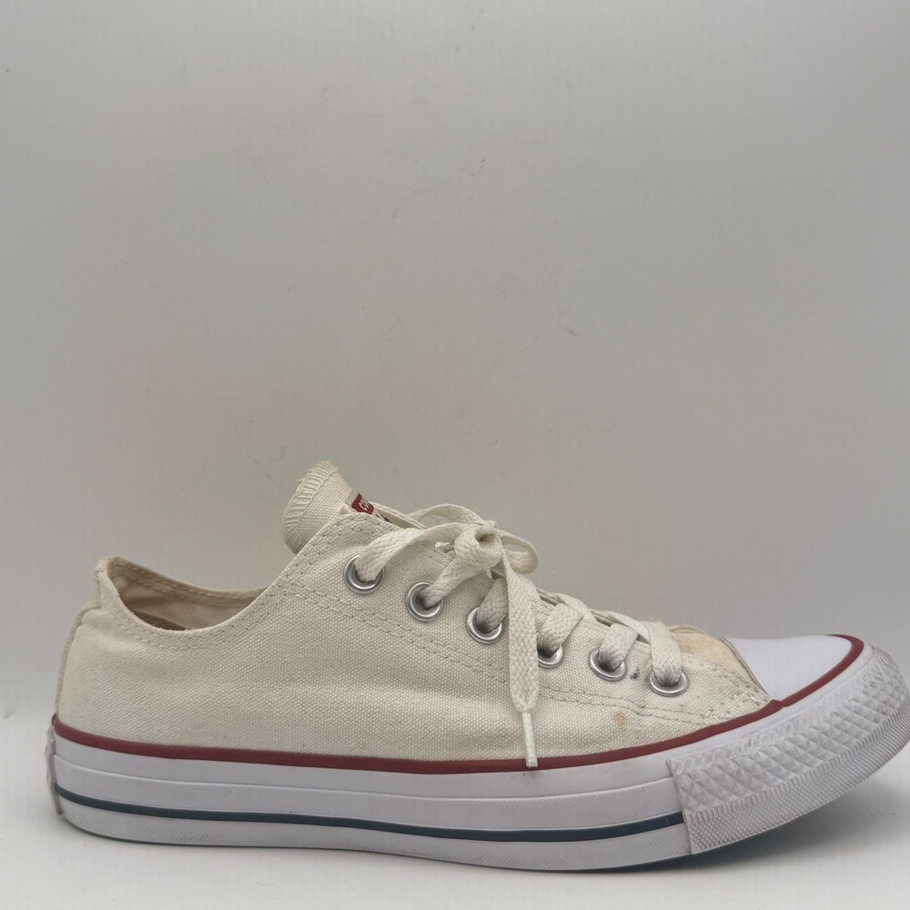 Converse All Star Low Top Sneakers Womens 7 Mens 5 White Canvas Lace Up Shoes